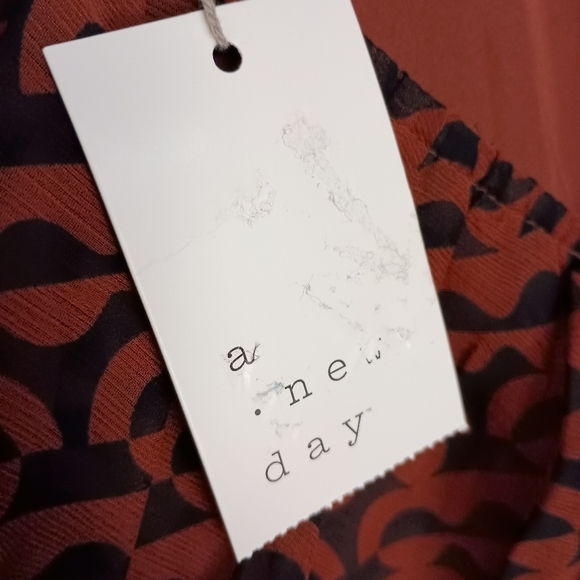 NWT A New Day Long Sleeve Ruched Front Bodycon Dress in Clay/Blk Combo - Picture 6 of 10